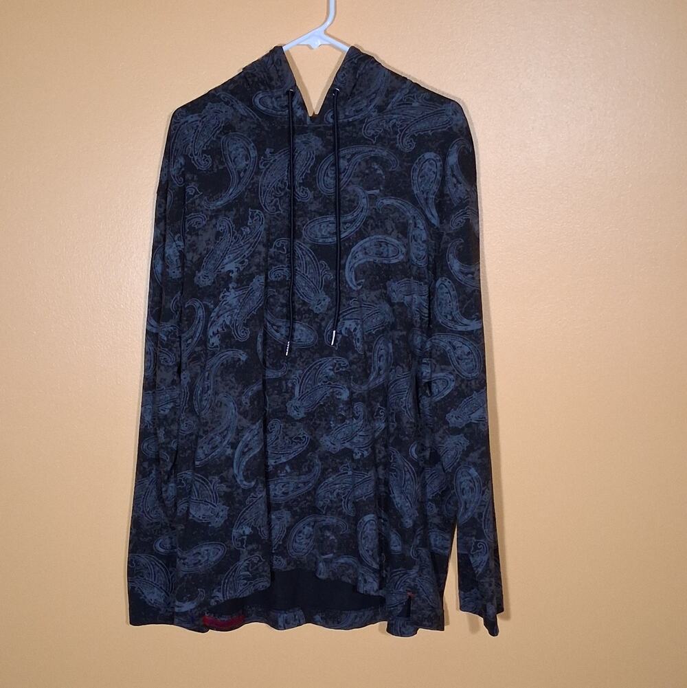 Robert Graham Men's 2XL Gray Black Allover Paisley Lightweight Hoodie Pullover